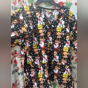 Santa scrubs shirt